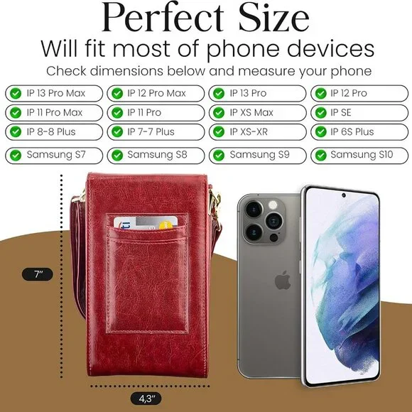 Small Crossbody Phone Purse Faux Leather Compact Wallet for Travel Nightlife